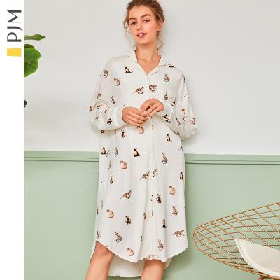 China Wholesale Women QUICK DRY Nightgown Robe Front Sleepshirt Nightwear Wear Set PRINTED Nightgowns For Woman Knit Loungewear for sale