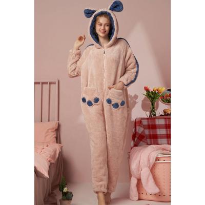 China Wholesale QUICK DRY Cute Zipper Winter One Piece Sleep Wears Girls Dresses Sets Satin Women Night Wear Onesie Loungewear Pajamas for sale