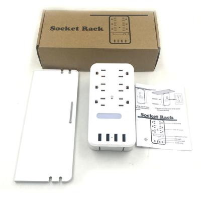 China Factory Price Residential / Multipurpose Surge Protector Charging Station 6 AC Outlet Socket With Shelf With 4 USB Ports In White Color for sale