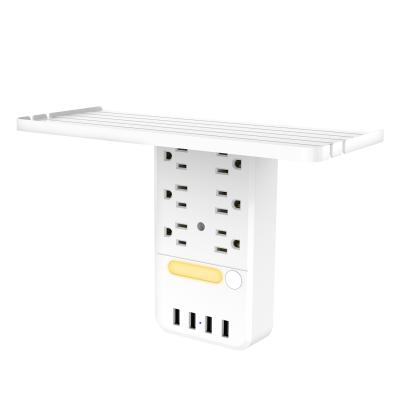 China Residential/Multi-Purpose White Color Surge Protector Safe Flame Retardant 4 USB Socket With Shelf Bracket With Night Light for sale