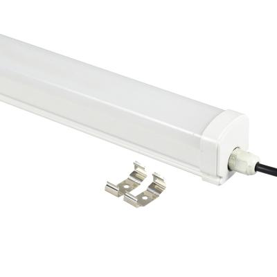 China Warehouse PC All-Plastic 46*46MM 4FT 40W Ip65 Tri-proof Light Fluorescent Light Led Batten Light Fixture For Outdoor Port Parking Lot for sale