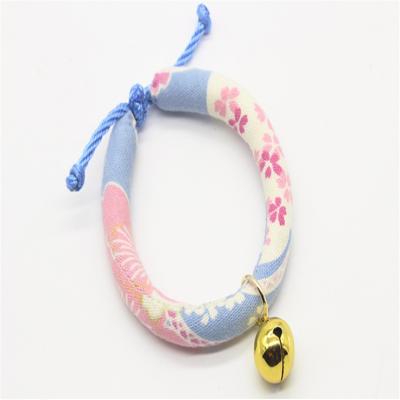 China Japanese Style Cat Bells Collar Adjustable Pet Ringer Pet Bell Cat Collars Viable Polyester Fabric Supply for sale