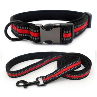 China Wholesale Water Proof Adjustable Reflective Metal Buckle Puppy Collar Neoprene Padded Leash And Leash Dog Collar for sale