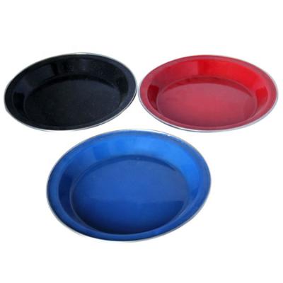 China Sustainable Camping Enamel Tray Tableware Enamel Round Plate Enamel Tray for sale