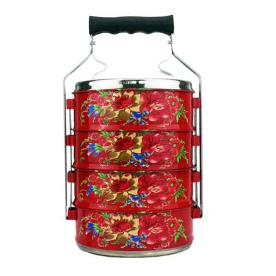 China 2020 Sustainable Custom Color Enamel Lunch Box-Traditional Thai Vintage Enamel Tiffin Carrier for sale