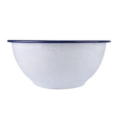 China Sustainable Custom Vintage Round Storage Shaving Steel Metal Enamel Salad Mixing Bowl for sale