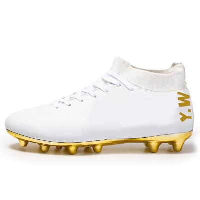 China Wear-resistant Cross-border Hot Sale Soccer Boots High Top Gold Spiked Sneakers Custom Design Futsal Football Shoes Weight for sale