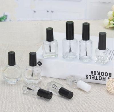 China Clear 5ml 10ml 15ml Matte Black Powder Coating Glass Personal Care Nail Polish Bottle With Cap Brush for sale