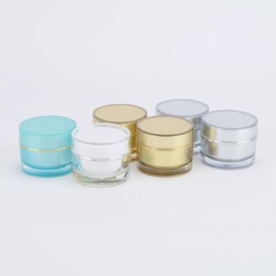 China Cosmetic Wholesale Gold Round 5 G Ten Face Cream Acrylic Jar For Cosmetic Packaging for sale