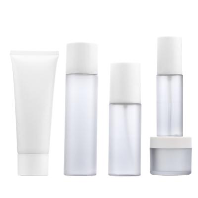 China Custom Eco-Friendly Cosmetic Dispenser 50ml 100ml 150ml Lotion Pump Bottle PET Plastic Cream Jar for sale