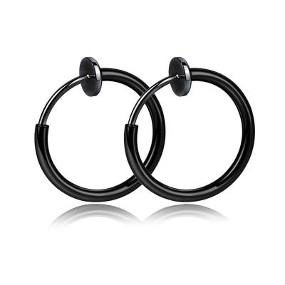 China CLASSIC Wholesale Non Pierced Titanium Steel Plain Round Wire Earrings for sale