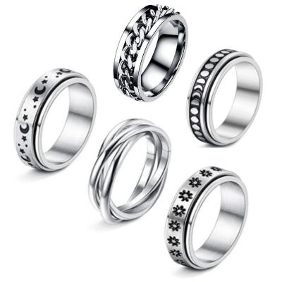 China New Design Stainless Steel Moon And Star Fashionable Rotary Ring Cheap Price China Factory for sale