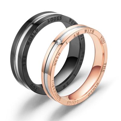 China XJ Romantic Stainless Steel 18k Gold Plated Couple Ring for sale