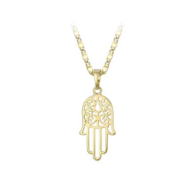 China Wholesale Religious Necklace Gold The Hamsa Hand Jewelry Pendant Necklace for sale