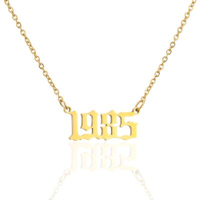 China CLASSIC Customized 1980 | 2021 Personalized Stainless Steel Year Anniversary Necklace Digital Pendant Jewelry For Anniversary for sale