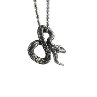 China Retro Hiphop Toxic Snake Hip Hop Pendant Titanium Steel Stainless Necklace For Men for sale