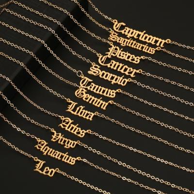 China Personalized Gold Plated Star Constell Horoscope Custom Stainless Steel Pendant Personalized 12 Zodiac Sign Pendant Necklace for sale