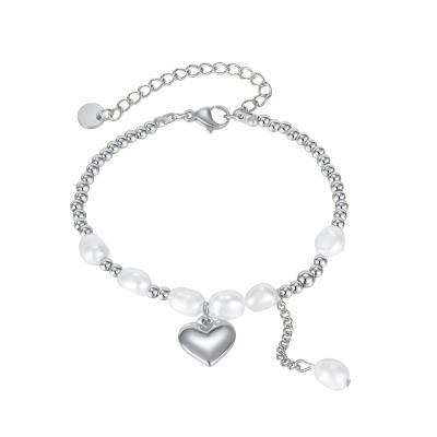 China Simple design stainless steel bracelet simple fashion cute pearl freshwater women bracelet soft anklet chain for sale