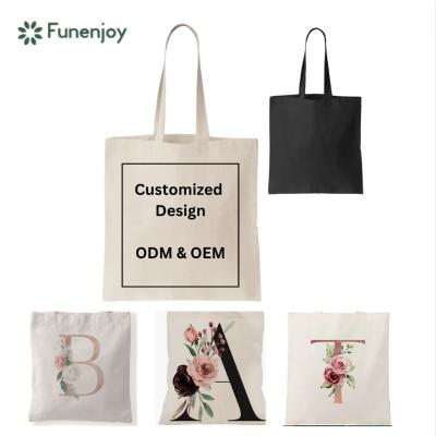 China Custom Eco-Friendly Logo Design Floral Canvas Bags Gifts For Bridesmaid Initial 100% Cotton Totes Bags Shopping Bag For Women for sale