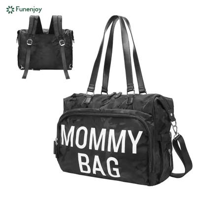 China Custom Nylon Water Resistant LOGO Travel Baby Diaper Bag Tote Mom Mum Bag With Changing Protection Wholesales Waterproof High Capacity Stitched for sale