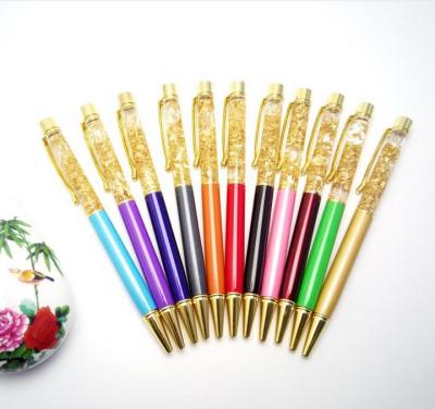 China office & School Pen Creatively Luxury Metal Copper Tip Stylus Pen With Flow Oil Crystal Gold Foil for sale