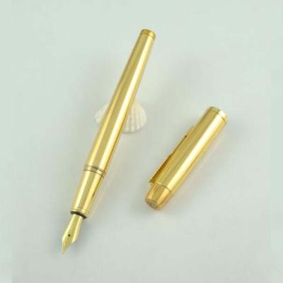 China Pen Hot Selling Luxury Promotional Gift pen premium 24K real gold electroplating fountain pen with gold plated for sale