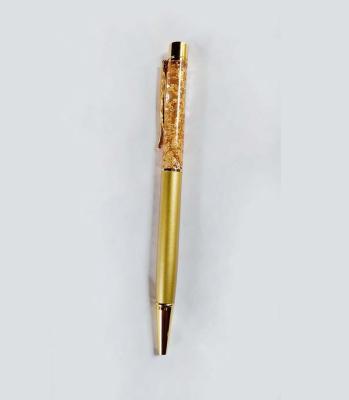 China Promotional Pen 24K Gold Foil Glitter Floating Black Ink Ballpoint Pen For Gift Promotion for sale