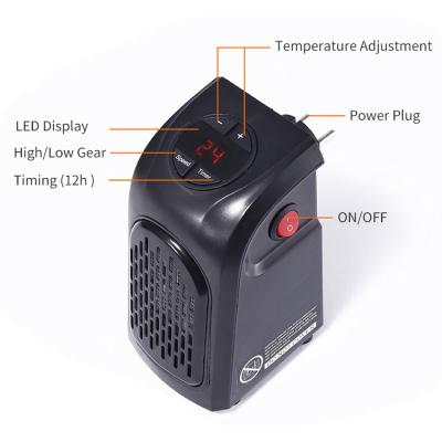 China Hotel Air Warmer Mini Electric Ceramic Plug In Portable Home Room Heater for sale