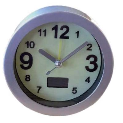 China Antique Style Quartz Tabletop Alarm Clock with LED Digital Temperature Display for sale