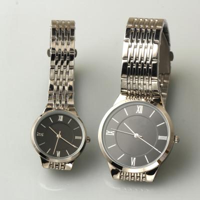 China Water Resistant Lady And Gent Watch Set With Crystal Stone Decoration for sale