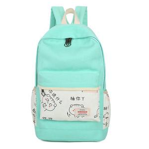 China cartoon pattern canvas solid color backpack for sale