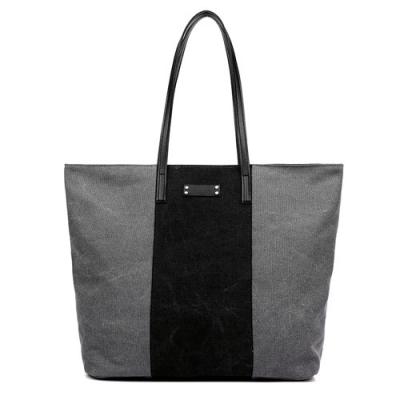 China Canvas summer vegan handbag beach bags in grey color for sale