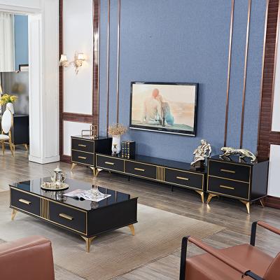 China Eco - Friendly Modern Tv Stand / Tv Cabinet / Tv Stand Luxury Stainless Steel Frame for sale