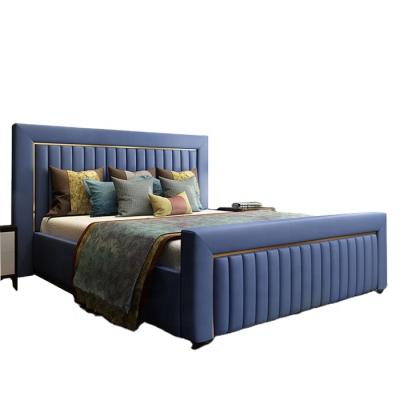 China Home Latest Adjustable Bed California Double Beds (Size) Modern Luxury Italian Blue High Box Bed Decoration Frame S/S for sale