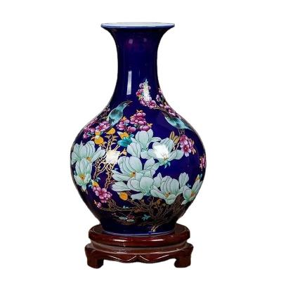 China Custom Traditional Chinese Traditional Decorative Large Cylinder Ceramic Floor Vase for sale