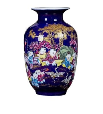 China Hot Selling Traditional Vintage Cylinder Shape Design Multifunctional Tall Ceramic Floor Vase for sale