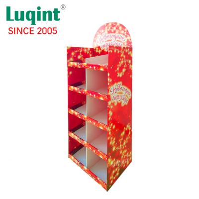 China Customized Corrugated Pop Up Display Fabrics Retail Cardboard Floor Display Rack 3021111204 for sale