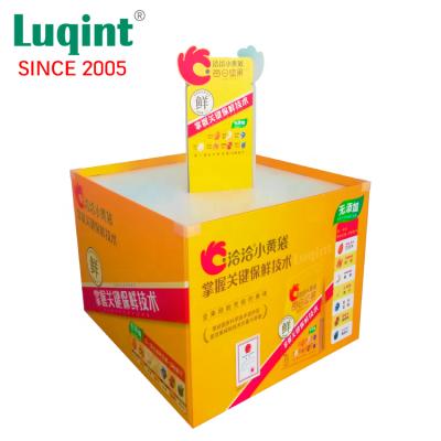 China Custom Bin Display For Snacks At Supermarket Cardboard Promotion Marketing Display Stand For Food 3021111206 for sale