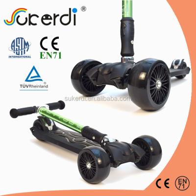 China PU wheel tilt to turn kickboard with one joystick style steering device three wheel scooter price for sale