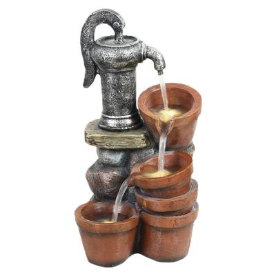 China Country Resin JN200 Brunnen Hahnen Solar Fountain Water Garden Fountain For Home for sale