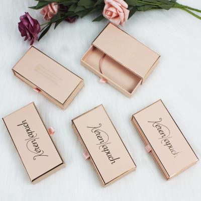 China B734 Drawer Eyelash Packaging Boxes Custom Logo Empty Rose Gold Delicate Hot Stamping Eyelash Packaging Box for sale