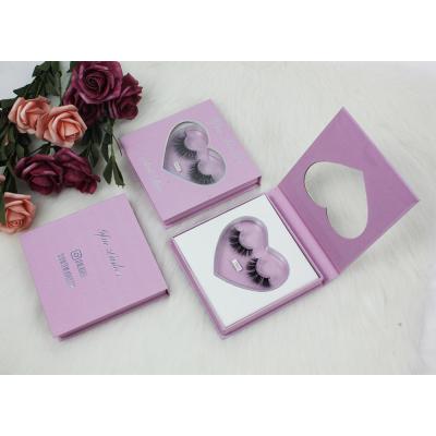 China Wholesale Delicate B549 Make Your Own Eyelash Box Custom Logo Empty Pink Heart Shaped Lashes Packaging Box for sale