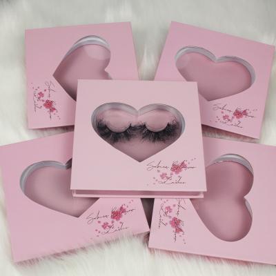 China Wholesale Delicate B488 Make Your Own Eyelash Box Custom Logo Empty Pink Heart Shaped Lashes Packaging Box for sale