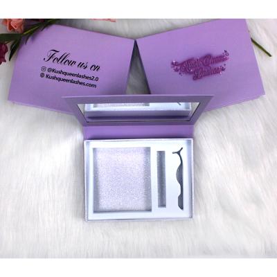 China Delicate Wholesale Custom Logo B637 Lavender Empty Eyelash Packaging Box Set Custom Eva for sale