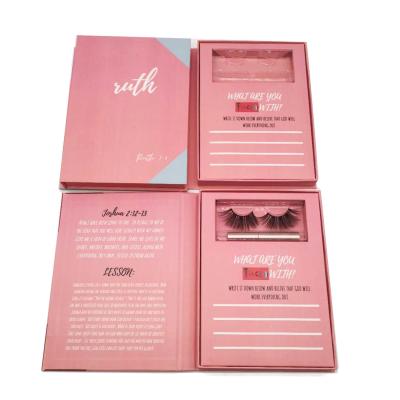 China B154 Hitomi Eyelash Winged Box Packing Luxury Empty Purple Private Label Book Eyelash Box Container Case for sale