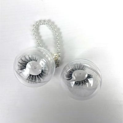 China Double 3D Layered Real Blind False Eyelashes Mink Lashes 3d Fluffy Box Eyelashes With Spherical Packing Box for sale