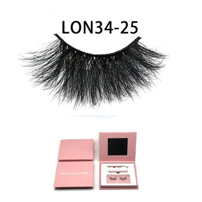 China LON34-25 Long Natural Soft Cruelty Free Private Label 25mm Mink Eyelash 3d Mink Eyelash Vendors Wholesale for sale