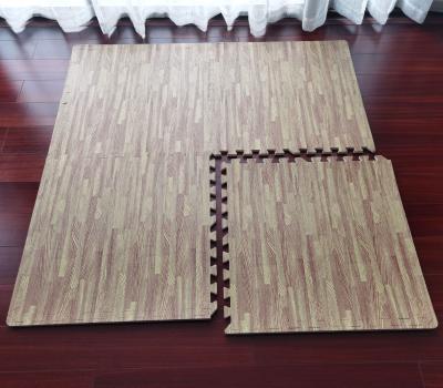 China Easy To Clean New Design Wood Grain Foam Interlocking Floor Puzzle Mat for sale