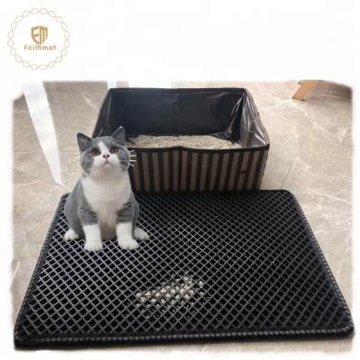 China Viable Wholesale Double Layer Blackhole Cat Litter Mat Pet Bed Mat Garbage Trap Mat for sale