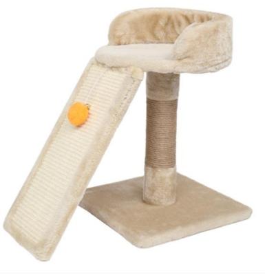 China Hot Selling Scratch Style Sustainable High Quality Natural Sisal Pet Small Wooden Housing Furniture Scratching Post Cat Tree for sale